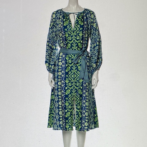 D'Ascoli Toscana Blue Silk Midi Dress sz S NEW - Picture 11 of 13